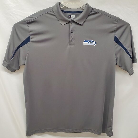 NFL Seahawks Team Apparel Men's Polo Shirt 3X Gray Blue Hawks Seattle Football - Picture 1 of 5